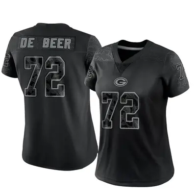 Women's Limited Gerhard de Beer Green Bay Packers Black Reflective Jersey