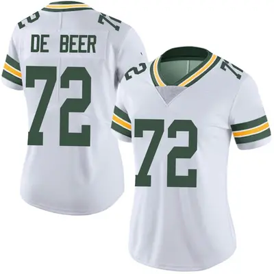 Women's Limited Gerhard de Beer Green Bay Packers White Vapor Untouchable Jersey