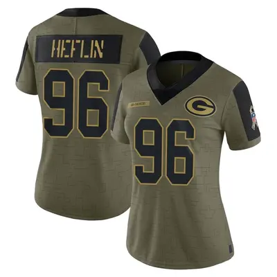 Women's Limited Jack Heflin Green Bay Packers Olive 2021 Salute To Service Jersey