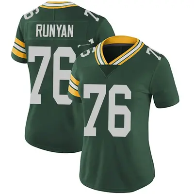 Women's Limited Jon Runyan Green Bay Packers Green Team Color Vapor Untouchable Jersey