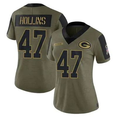 Women's Limited Justin Hollins Green Bay Packers Olive 2021 Salute To Service Jersey