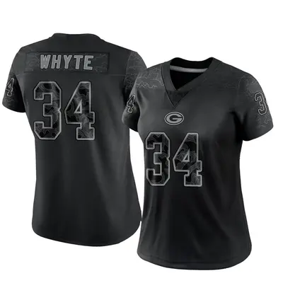 Women's Limited Kerrith Whyte Green Bay Packers Black Reflective Jersey