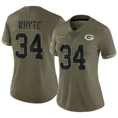 Women's Limited Kerrith Whyte Green Bay Packers Olive 2022 Salute To Service Jersey