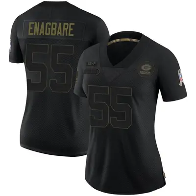 Women's Limited Kingsley Enagbare Green Bay Packers Black 2020 Salute To Service Jersey