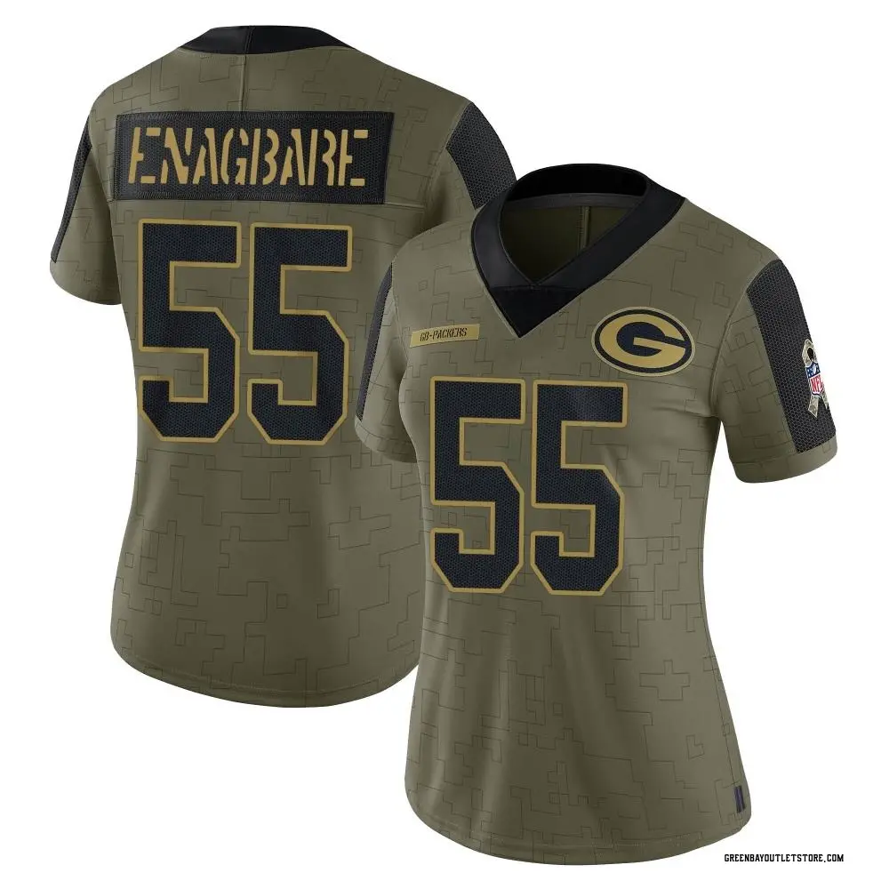 Women's Limited Kingsley Enagbare Green Bay Packers Olive 2021 Salute To Service Jersey