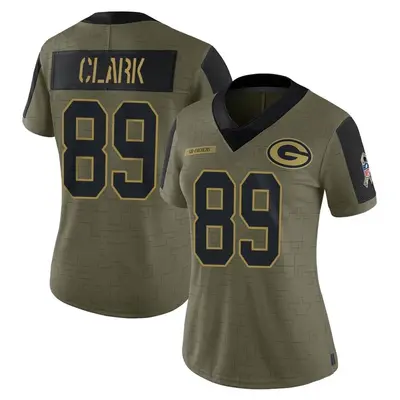 Women's Limited Michael Clark Green Bay Packers Olive 2021 Salute To Service Jersey