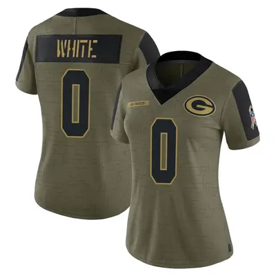 Women's Limited Parker White Green Bay Packers Olive 2021 Salute To Service Jersey