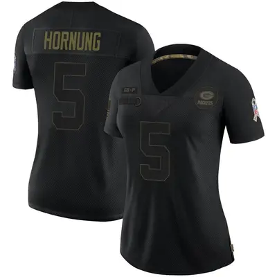 Women's Limited Paul Hornung Green Bay Packers Black 2020 Salute To Service Jersey