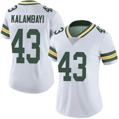 Women's Limited Peter Kalambayi Green Bay Packers White Vapor Untouchable Jersey