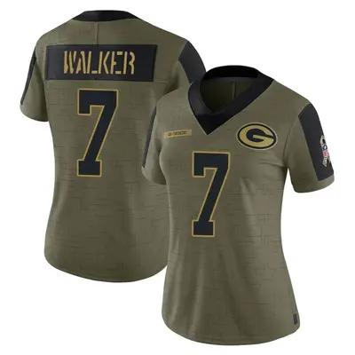 Women's Limited Quay Walker Green Bay Packers Olive 2021 Salute To Service Jersey
