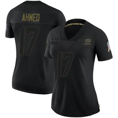 Women's Limited Ramiz Ahmed Green Bay Packers Black 2020 Salute To Service Jersey