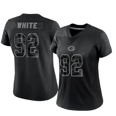 Women's Limited Reggie White Green Bay Packers Black Reflective Jersey