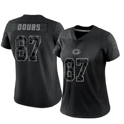 Women's Limited Romeo Doubs Green Bay Packers Black Reflective Jersey