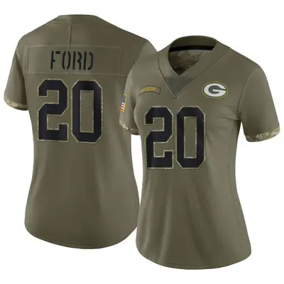 Women's Limited Rudy Ford Green Bay Packers Olive 2022 Salute To Service Jersey