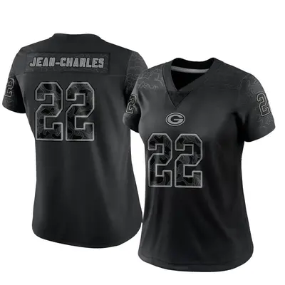 Women's Limited Shemar Jean-Charles Green Bay Packers Black Reflective Jersey