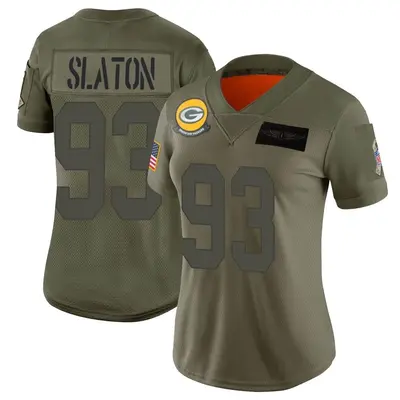 Women's Limited T.J. Slaton Green Bay Packers Camo 2019 Salute to Service Jersey