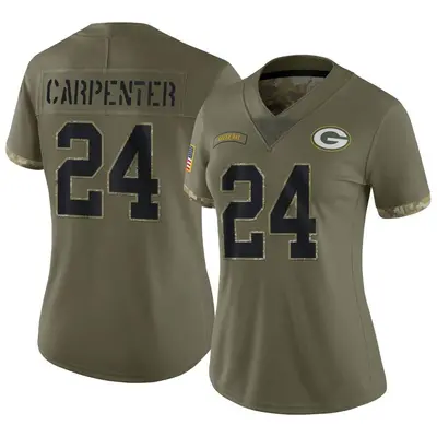 Women's Limited Tariq Carpenter Green Bay Packers Olive 2022 Salute To Service Jersey