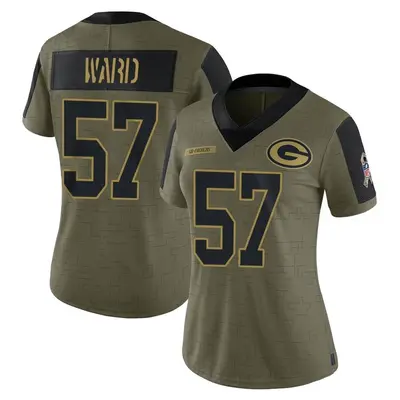 Women's Limited Tim Ward Green Bay Packers Olive 2021 Salute To Service Jersey
