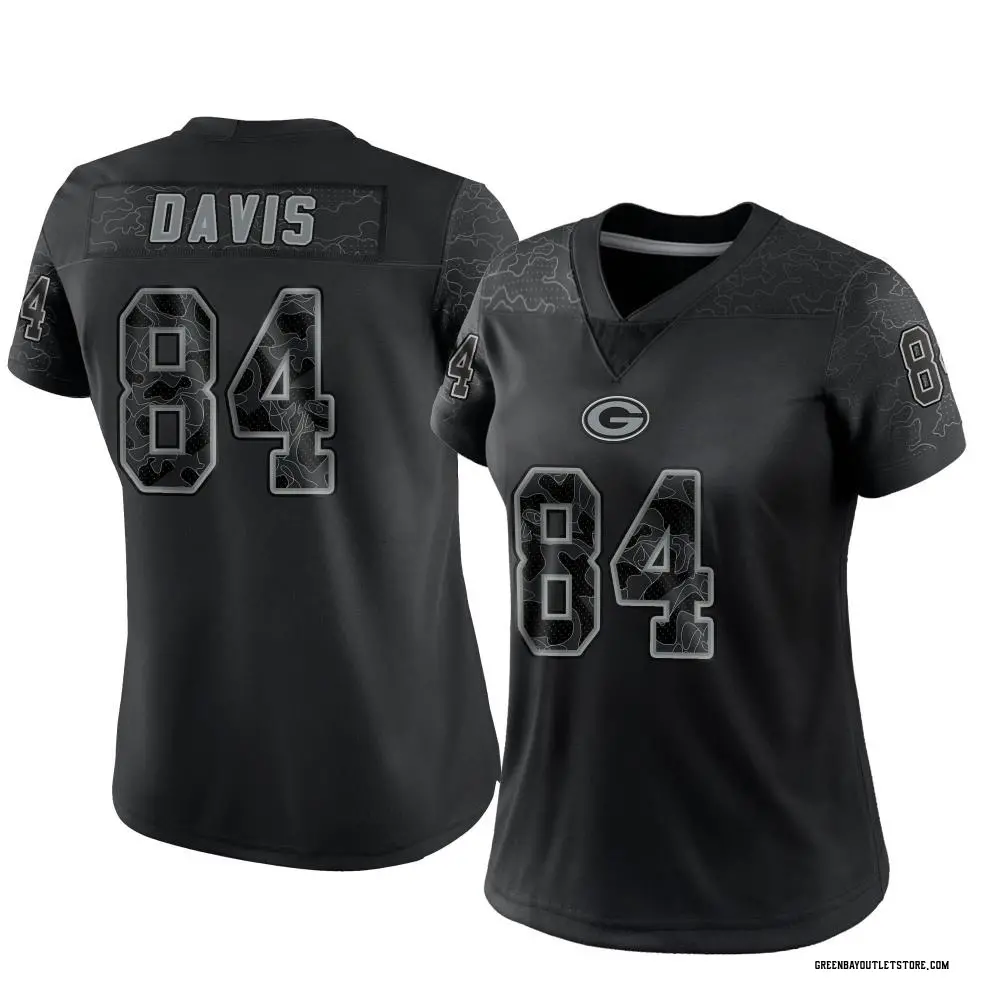 Women's Limited Tyler Davis Green Bay Packers Black Reflective Jersey