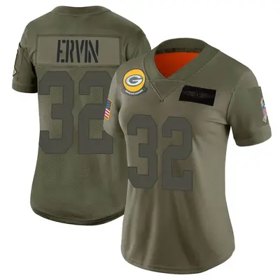 Women's Limited Tyler Ervin Green Bay Packers Camo 2019 Salute to Service Jersey