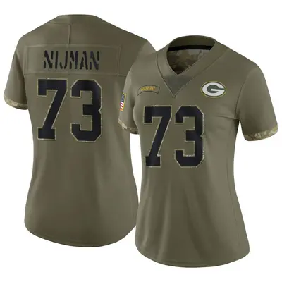 Women's Limited Yosh Nijman Green Bay Packers Olive 2022 Salute To Service Jersey