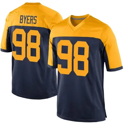 Youth Game Akial Byers Green Bay Packers Navy Alternate Jersey