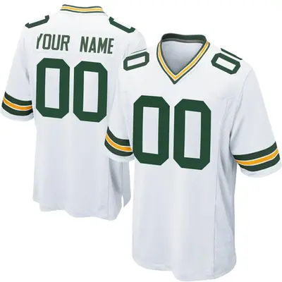 Youth Game Custom Green Bay Packers White Jersey