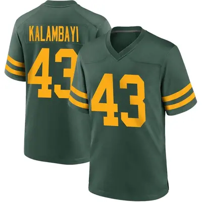 Youth Game Peter Kalambayi Green Bay Packers Green Alternate Jersey