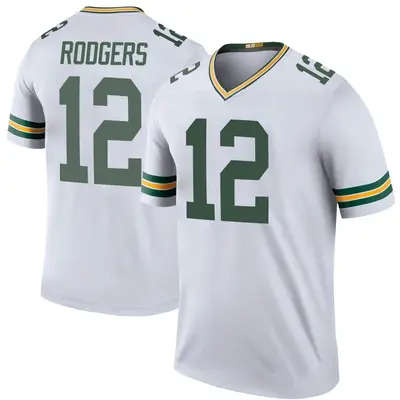 Youth Legend Aaron Rodgers Green Bay Packers White Color Rush Jersey