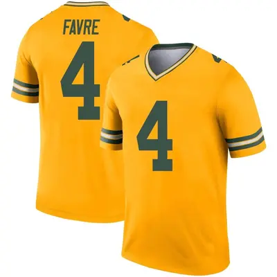 Youth Legend Brett Favre Green Bay Packers Gold Inverted Jersey