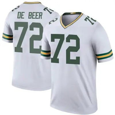Youth Legend Gerhard de Beer Green Bay Packers White Color Rush Jersey