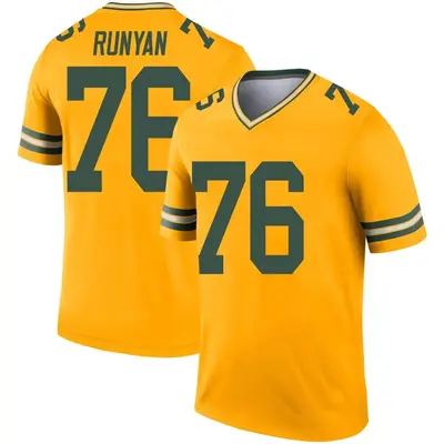 Youth Legend Jon Runyan Green Bay Packers Gold Inverted Jersey
