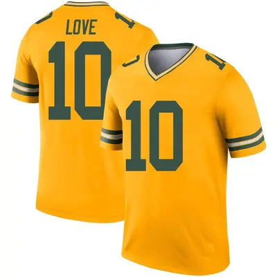 Youth Legend Jordan Love Green Bay Packers Gold Inverted Jersey