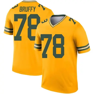 Youth Legend Travis Bruffy Green Bay Packers Gold Inverted Jersey