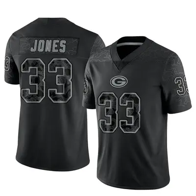 Youth Limited Aaron Jones Green Bay Packers Black Reflective Jersey