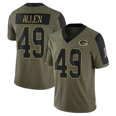 Youth Limited Austin Allen Green Bay Packers Olive 2021 Salute To Service Jersey