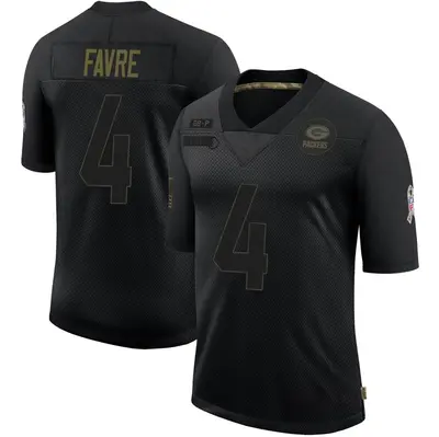 Youth Limited Brett Favre Green Bay Packers Black 2020 Salute To Service Jersey