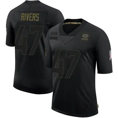 Youth Limited Chauncey Rivers Green Bay Packers Black 2020 Salute To Service Jersey