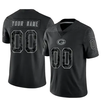 Youth Limited Custom Green Bay Packers Black Reflective Jersey