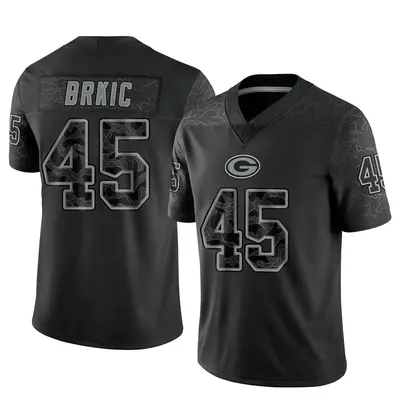 Youth Limited Gabe Brkic Green Bay Packers Black Reflective Jersey