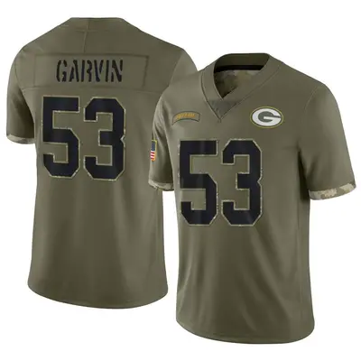 Youth Limited Jonathan Garvin Green Bay Packers Olive 2022 Salute To Service Jersey