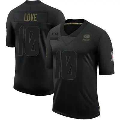 Youth Limited Jordan Love Green Bay Packers Black 2020 Salute To Service Jersey