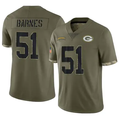 Youth Limited Krys Barnes Green Bay Packers Olive 2022 Salute To Service Jersey