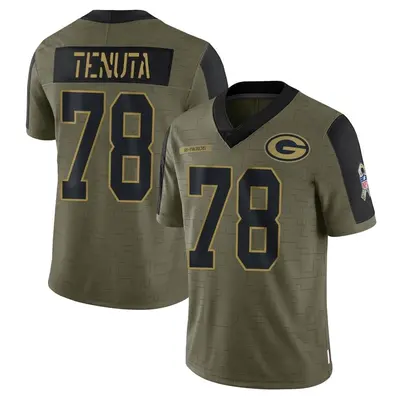 Youth Limited Luke Tenuta Green Bay Packers Olive 2021 Salute To Service Jersey